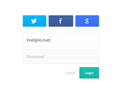 Login Menu buttons email login menu social