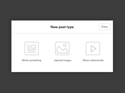 Post type menu article icons image menu minimal share video