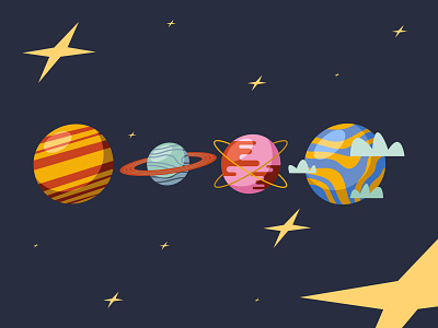 Planets in space design graphic design illustration vector