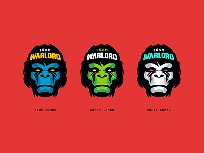 Warlord Logo Design - Different Colourways Options ape baseball basketball esports football gamer games gorilla head logo mascot monkey powerful strong video games