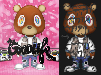 Kanye West Bear art bear bubbly candy cartoon cool digital fame fanart fun good life gum hot kanye logo music poster song takashi murakami
