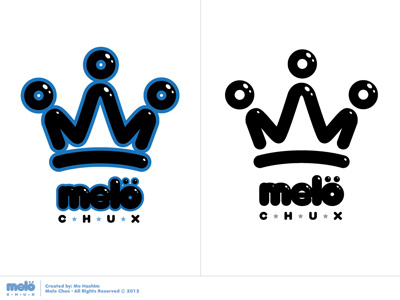 Melo Chux's Crwon Logo black blue bubble bubbly cartoon crown friendly line logo melo melo chux shiny thick type