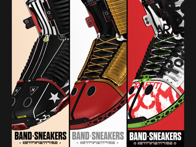 * Band Sneakers * ad band design gold graffiti kicks laces pattern poster red shoes sneakers sole white