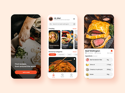Food Recipe UI app concept cooking design exploration food recipe ui ux