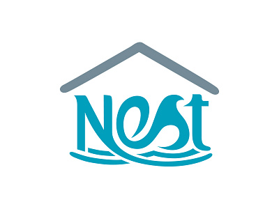 Nest lettering lettermark logo