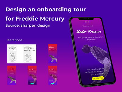 Freddie Mercury Mental Health Onboarding iphone onboarding ui