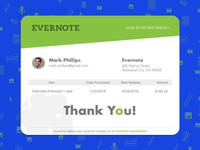 Evernote Receipt Dribbble email receipt evernote