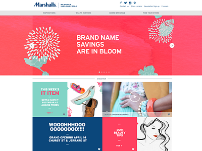 Marshalls Web Concept beauty bright color grid grids icons marshalls retail ui video web website