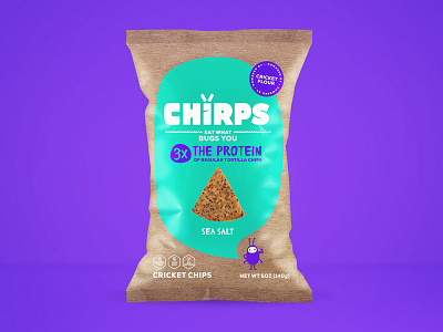 Chirps chip bag bag branding chips color colorful cricket doritos insect lays logo wordmark