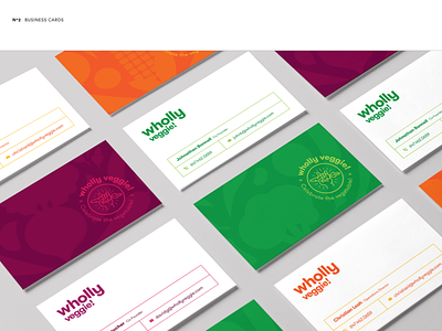 Wholly Veggie brand and collateral branding business card design business cards color colorful colour design illustration logo typography