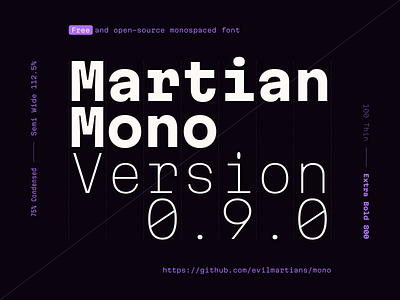 Free Martian Mono font, version 0.9.0 branding code download font free freebie grotesk grotesque interface logo monospaced programming sans sansserif type typedesign typeface typography ui webdesign
