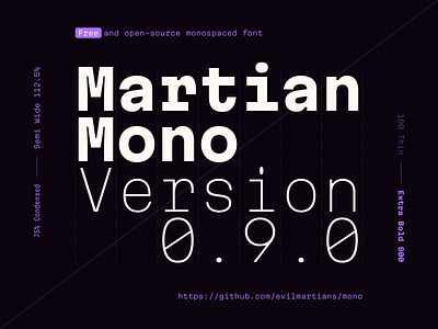 Free Martian Mono font, version 0.9.0