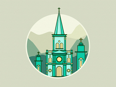 Church Icon church color shades colors hills icon illustration
