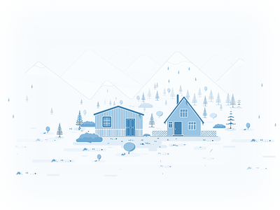 House Illustration cold hills home house illustration land peace tree winter