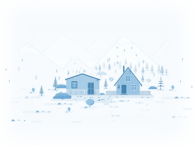House Illustration cold hills home house illustration land peace tree winter
