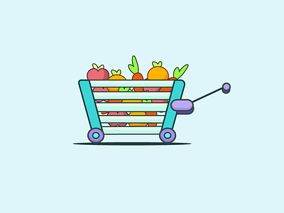 Food Cart bucket colors fruits icon illustration illustrator