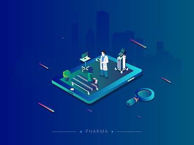 Pharma Isometric Graphics 3d 3d view design gradient graphic isometric landing page graphic medical mixpanel pharma