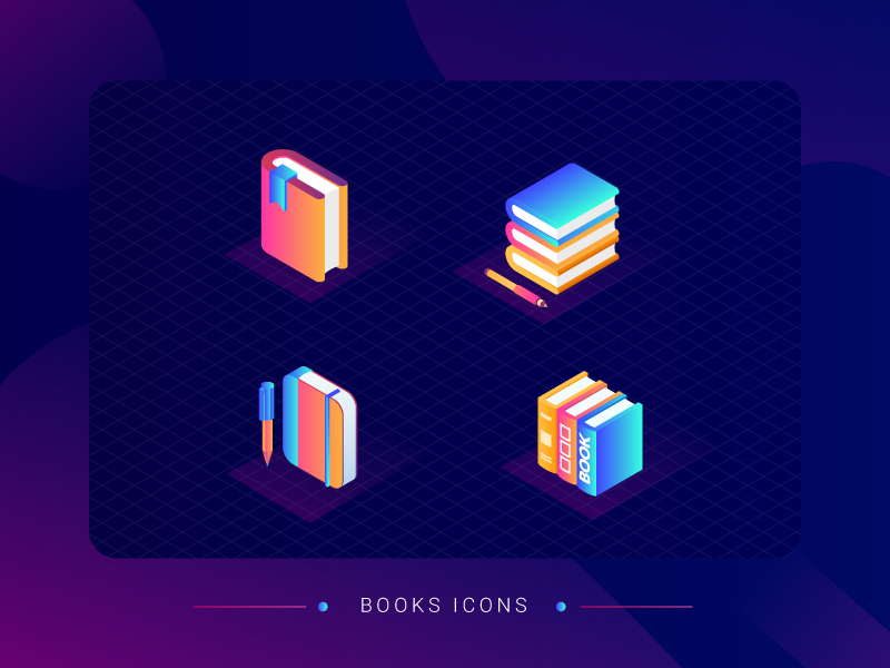 3d Books texture isometric icon set icon design icon graphic graph gradient colors books 3d