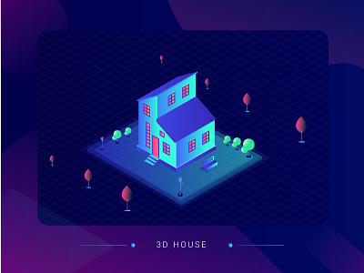 3d House 3d chair colors design gradient graph graphic house icon isometric texture tree