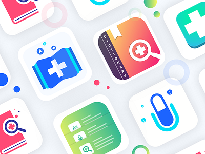 Medical Dictionary App Icon app branding color create dictionary gradient icon illustration medical pattern tag