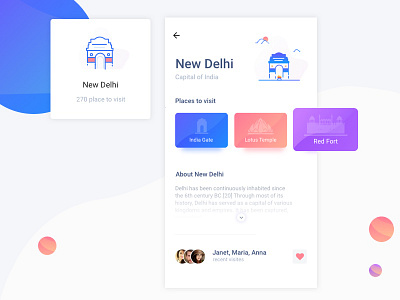 India Travel - Detail Page card colors delhi travel detail page graphic illustration new design travel app ui design