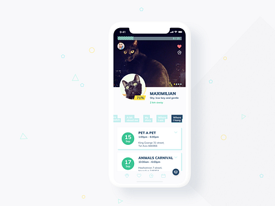 Ready Set Pet adoption app app concept black cat concept events favorite game ios iphone layout pastel pets process product design tabs ui ui design ux