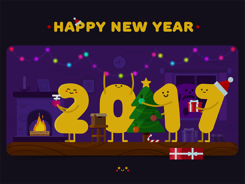 2017 2017 animation character christmas flat fun gif holidays illustration new year