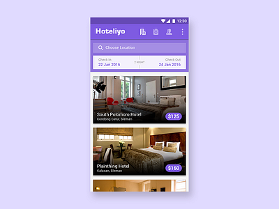Hotel List App android app booking homepage hotel list menu rent search ui