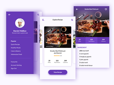 Recipe App app clean cook food minimal profile recipe restaurant side