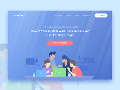 Exploration - Header Illustration for Custom Website Community code community flat header homepage icon illustration landing page programmer vector