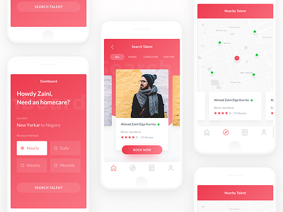 Homecare Health App Exploration app booking doctor health home homecare house nurse rent search smart ui