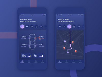 Smart Car App Exploration app bike car chart dashboard driving graph maps smart tracking ui