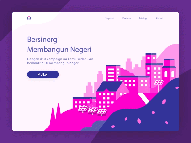 Smart City with Energy Landing Page animation building city construction energy gif illustration landing page mining smart solar ui