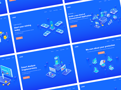 7 Cryptocurrency Isometric Illustration