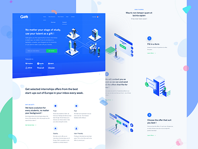 Getti Student Landing Page case study connect freelancer homepage illustration internship isometric job landing page platform solution startup student ui website work