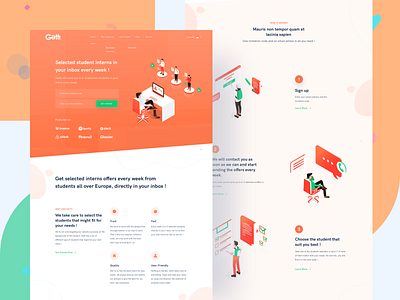 Getti Startup Landing Page connect freelance homepage illustration internship isometric job landing page marketplace micro platform startup student ui website work