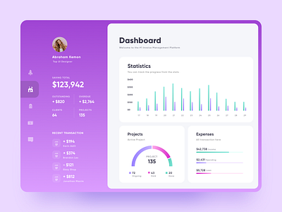 Invoiceku Management Dashboard accounting app chart clean dashboard homepage invoice landing page money report stats transaction ui web design website