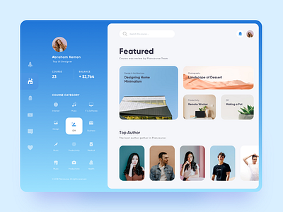 Plancourse Training Dashboard app author chart clean course dashboard education homepage online student training ui web design website