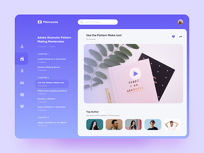 Plancourse Video Dashboard app author chart clean course dashboard education online student teacher training ui video web design website
