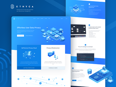 Ethyca Cloud Data Privacy Homepage Landing Page cloud code data data driven enterprise homepage illustration infrastructure isometric landing page management privacy ui user web design