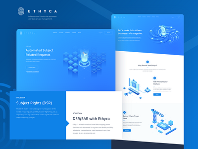 Ethyca - Partner Page & Profile Landing Page automatic blue cloud code data homepage illustration isometric landing page management partner privacy profile web design