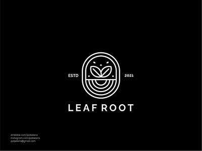 Lineart Leaf Root Logo