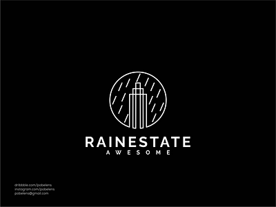 Lineart Rain Realestate logo app branding design icon illustration lineart logo logo logo maker logodesign monoline logo realestate sale logo ui ux vector winter logo