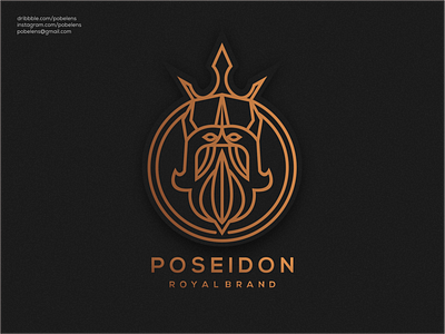 Poseidon Lineart Logo beard branding design icon illustration logo logodesign poseidon typography ui ux vector