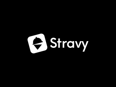 Stravy Logo b/w app icon booking branding design flat font food food app geometric grotesque location logo logotype mark minimal reservation service simple type typography
