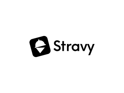 Stravy Logo b/w app icon booking branding design flat food food app geometric grotesque location logo logotype mark minimal reservation service shapes simple type typography