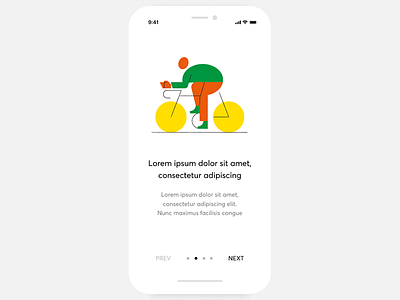 Onboarding Screen app bicycle clean drawing geometric illustration interface intro iphone iphone x line mobile onboarding onboarding screen simple tour tutorial ui ux white