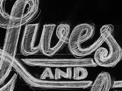 Lives and Levels custom script lettering type typography