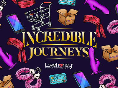 Incredible Journeys design ecommerce event illustration lettering pattern sex toys typography