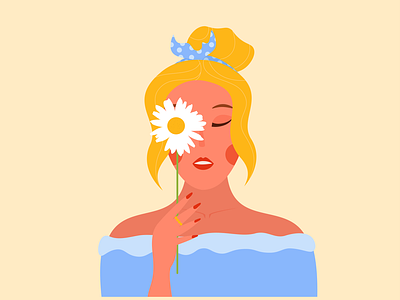 Girl with chamomile. flat illustration illustration vector illustration